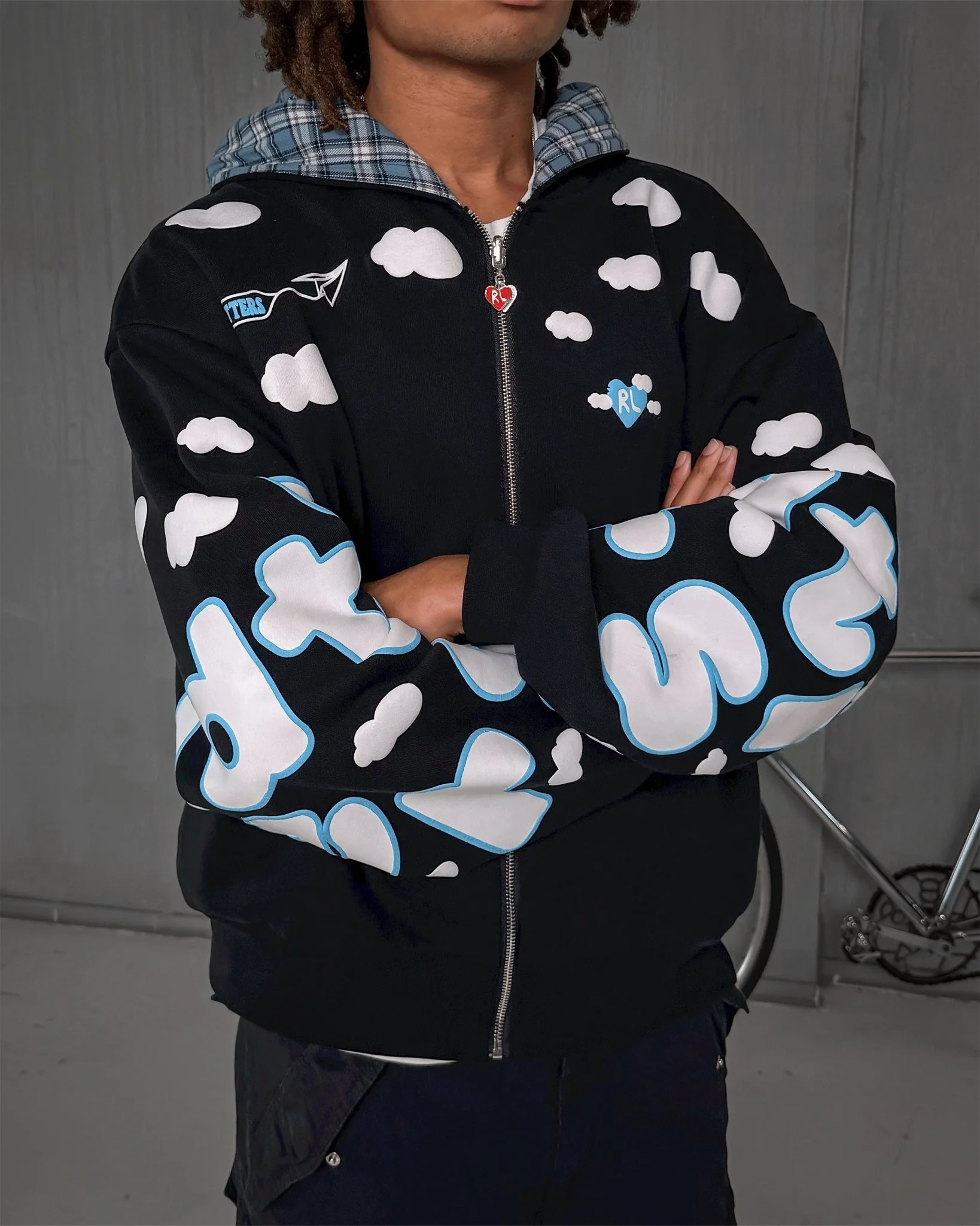 Fly Me To The Moon Scattered Zip Up - Black - Image 3