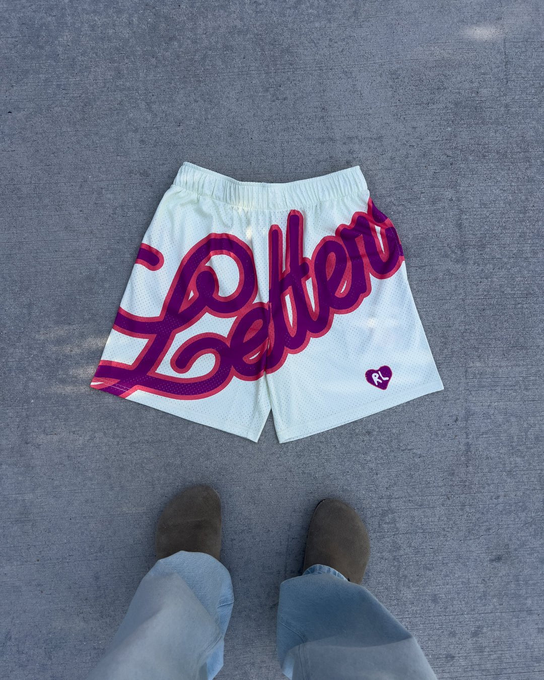 Letters Mesh Shorts - Cream - Image 8
