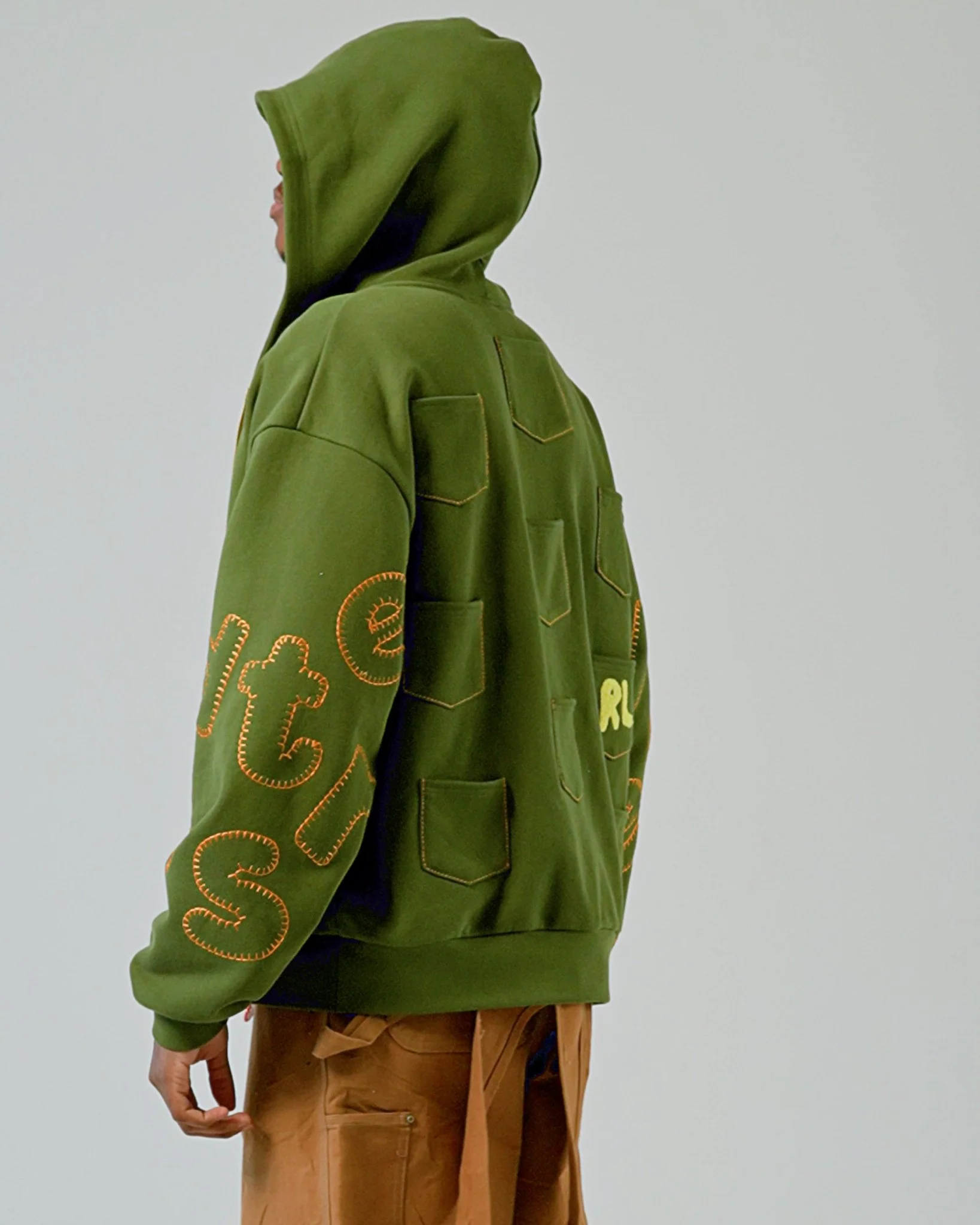 Just Pockets Scattered Zip Up - Moss - Image 10