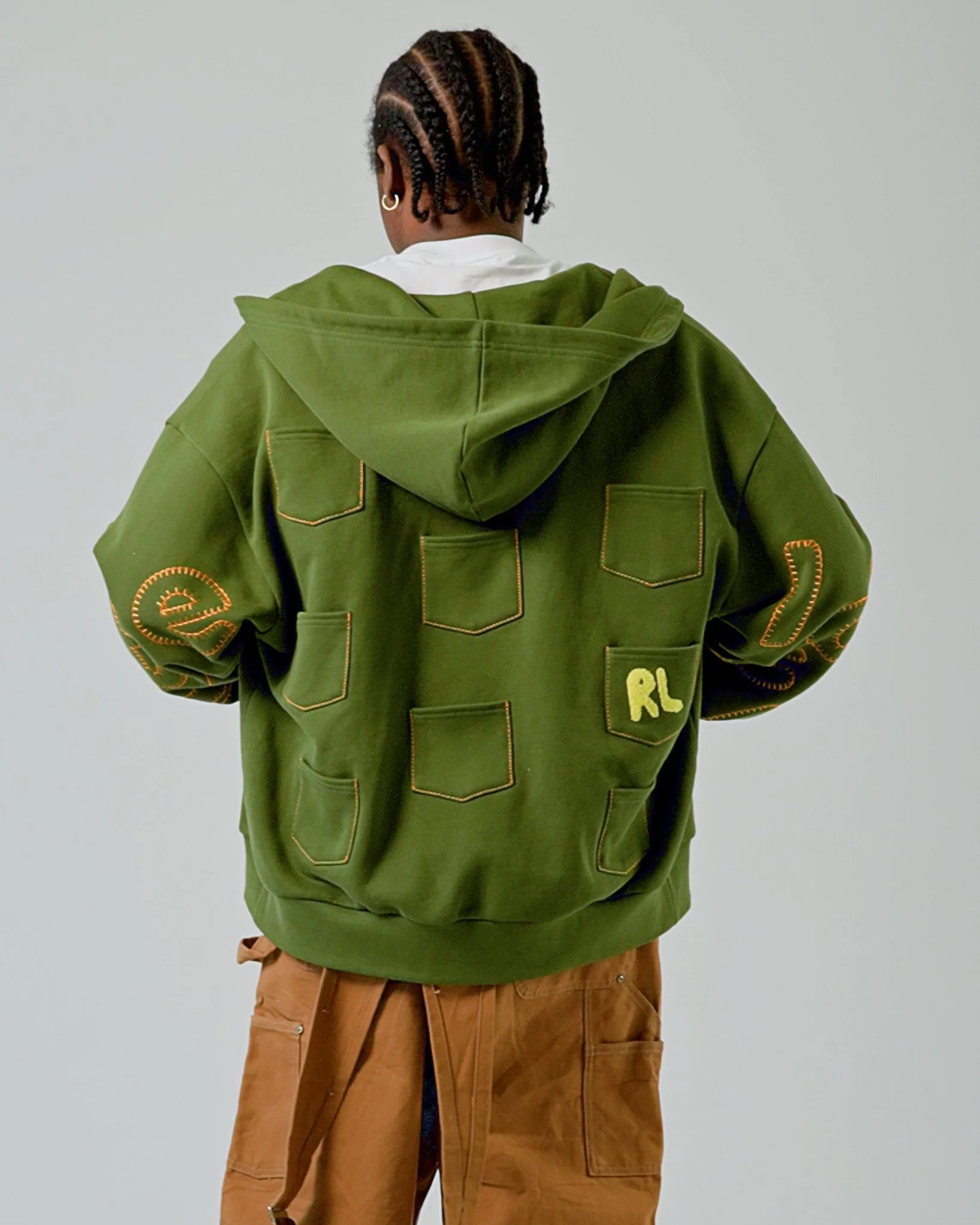 Just Pockets Scattered Zip Up - Moss - Image 11