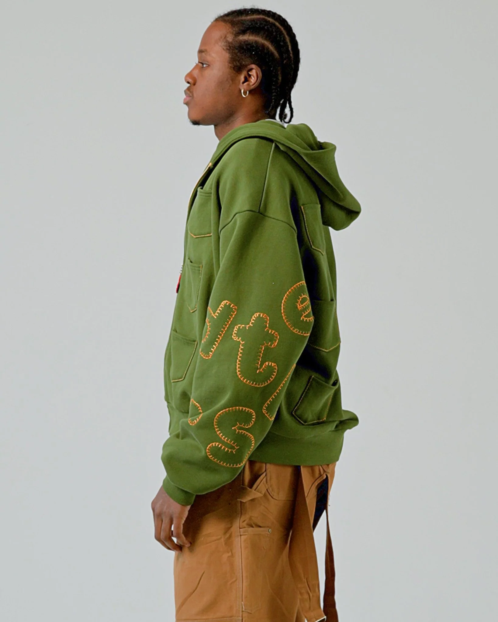 Just Pockets Scattered Zip Up - Moss - Image 3