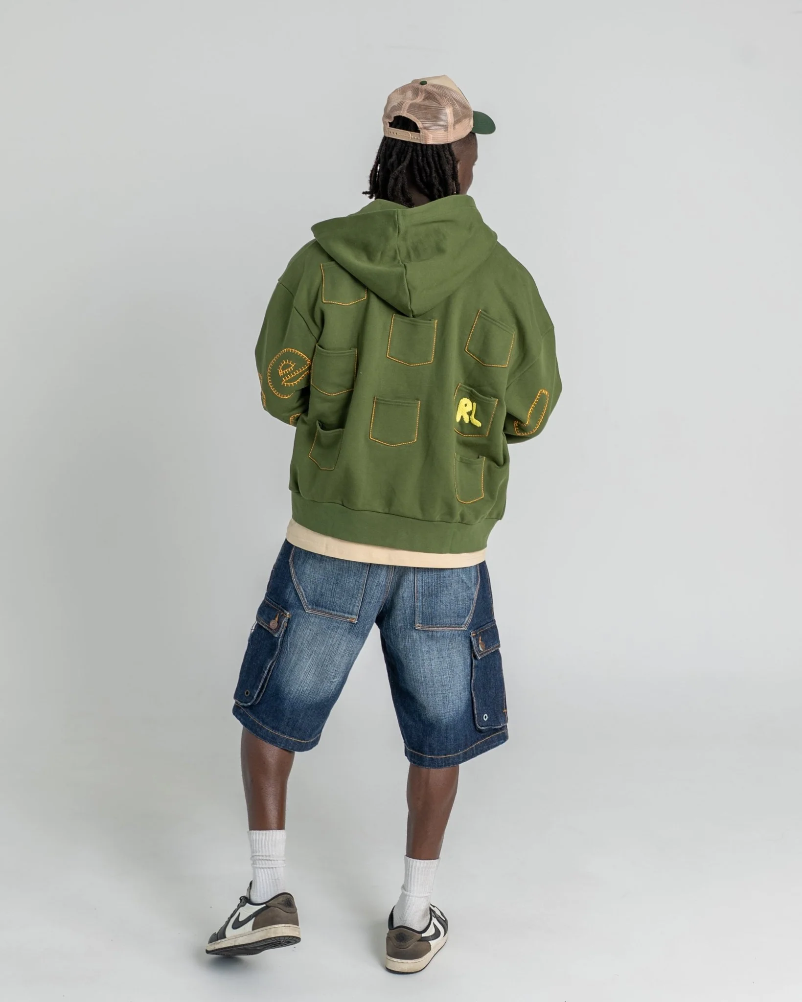 Just Pockets Scattered Zip Up - Moss - Image 6