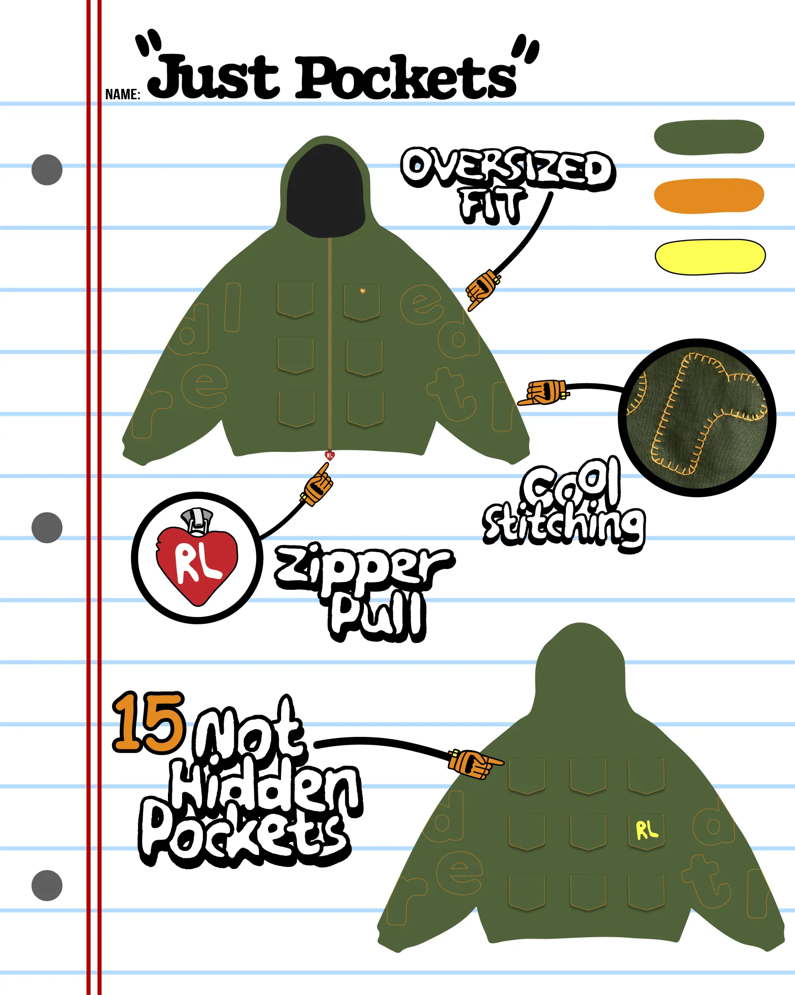 Just Pockets Scattered Zip Up - Moss - Image 9