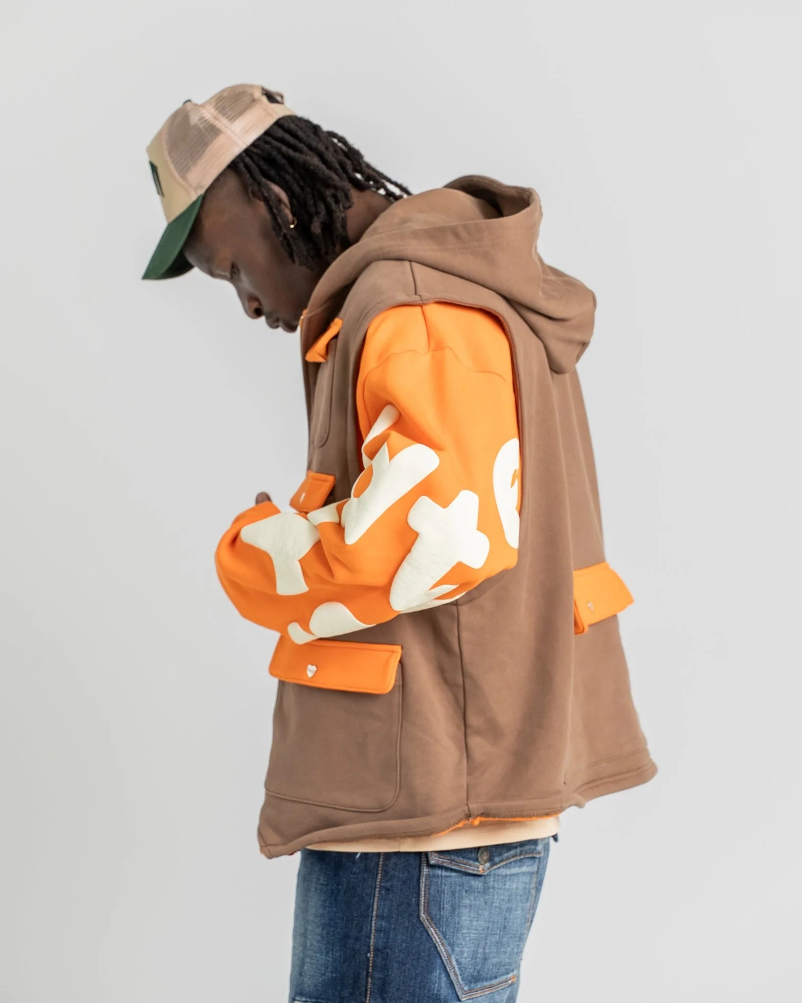 Red Letters Utility Vest Scattered Zip Up - Image 3