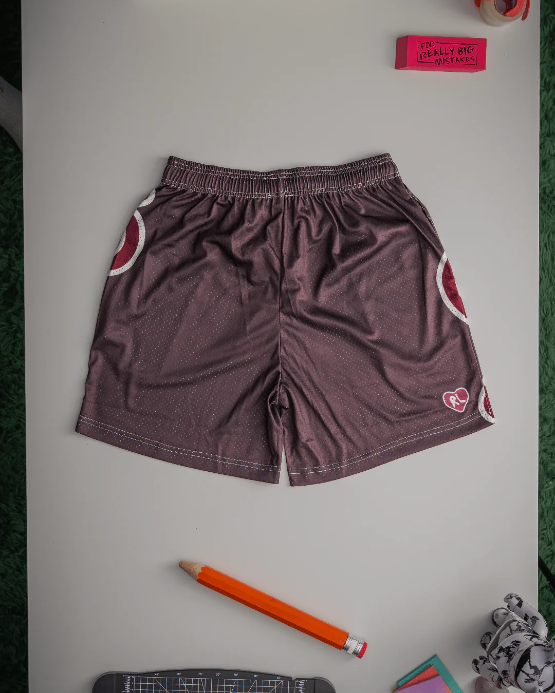 Letters Mesh Shorts - Mocha - Image 3