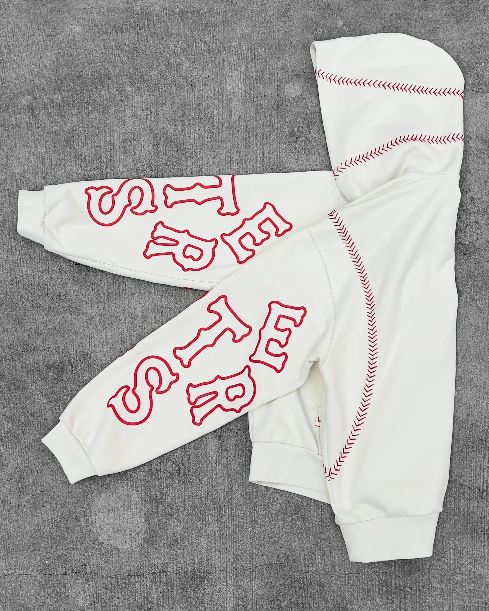 Red Stitches Scattered Hoodie - Image 11