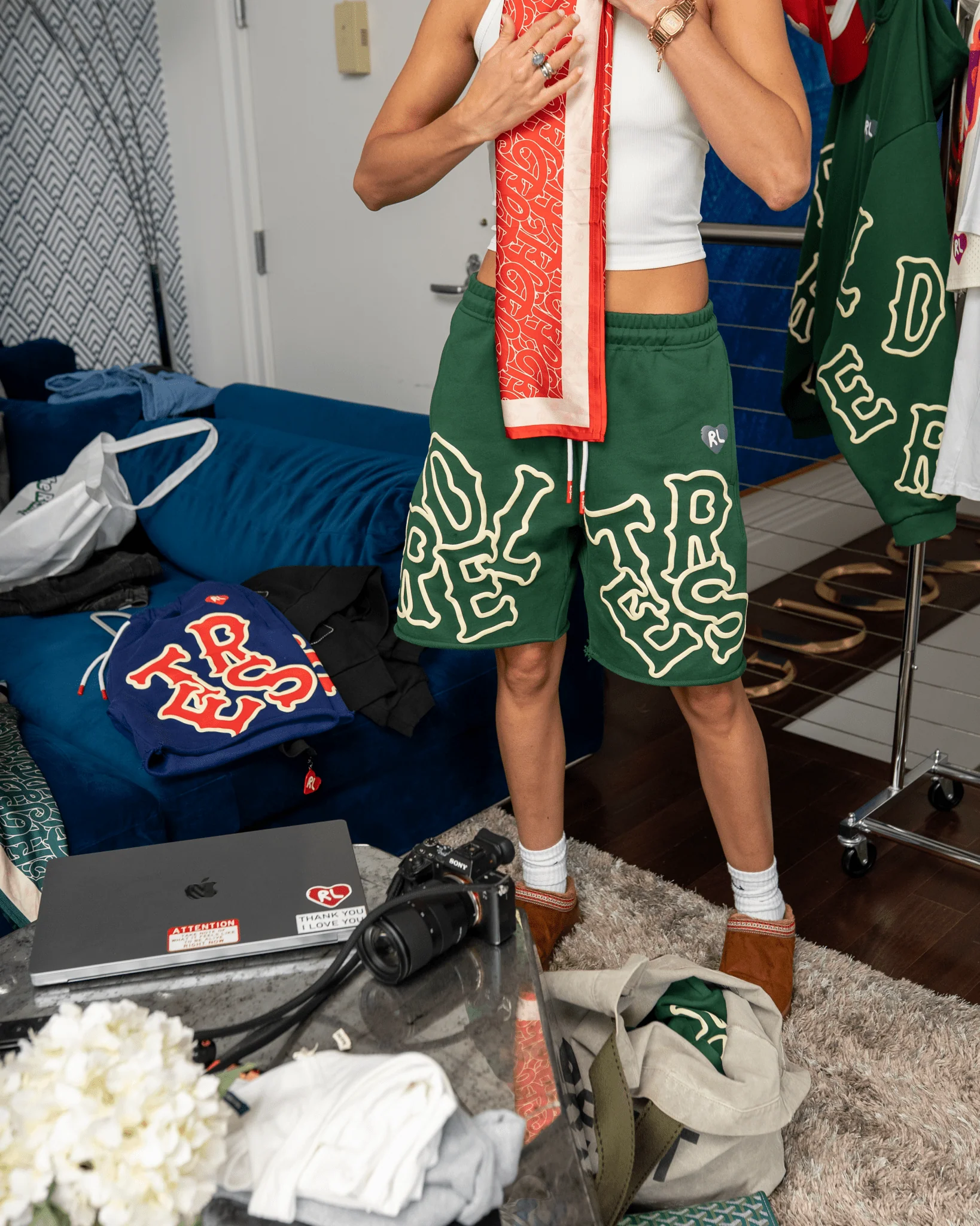 Scattered Sweat Shorts - Green - Image 5